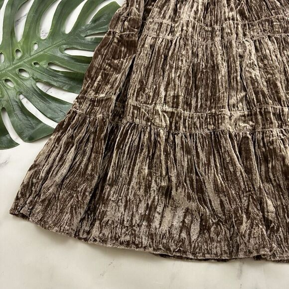 BCBG Maxazria Womens Vintage Y2k Velvet Skirt Size M New Brown Bronze Sequins - Picture 10 of 10